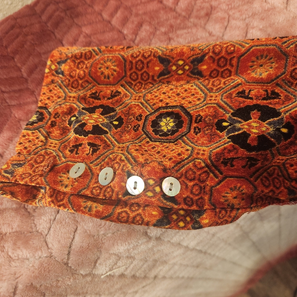 Soft Surroundings Orange Patterned Button Down Sh… - image 3